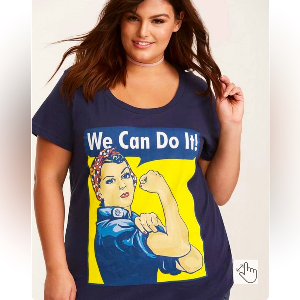 Rosie the Riveter Cotton Scoop Neck Slim Fit Tee, Short Sleeve